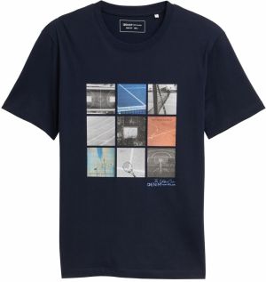 TOM TAILOR DENIM Tričko  modrá / tmavomodrá / gaštanová / sivá