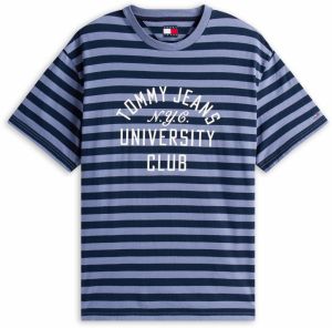 Tommy Jeans Tričko  námornícka modrá / modrosivá / biela