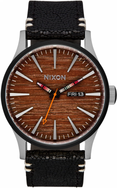Nixon Analógové hodinky 'Sentry'  hnedá / čierna / strieborná