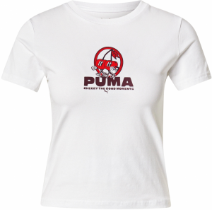 PUMA Tričko 'CHERRY THE MOMENT'  baklažánová / červená / biela