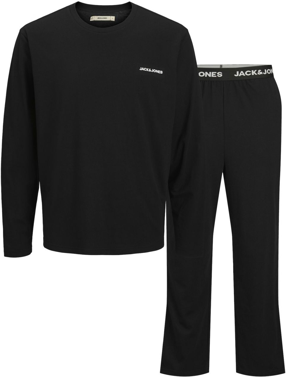 JACK & JONES Dlhé pyžamo 'JACEVEREST'  čierna / biela