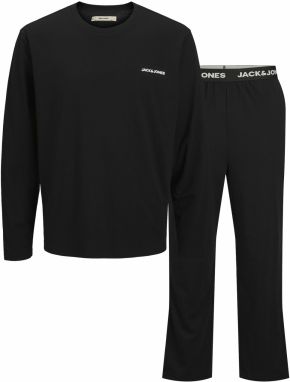 JACK & JONES Dlhé pyžamo 'JACEVEREST'  čierna / biela