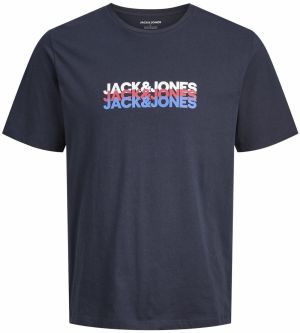 JACK & JONES Tričko 'JWHCyber'  námornícka modrá / kráľovská modrá / čerešňová / biela