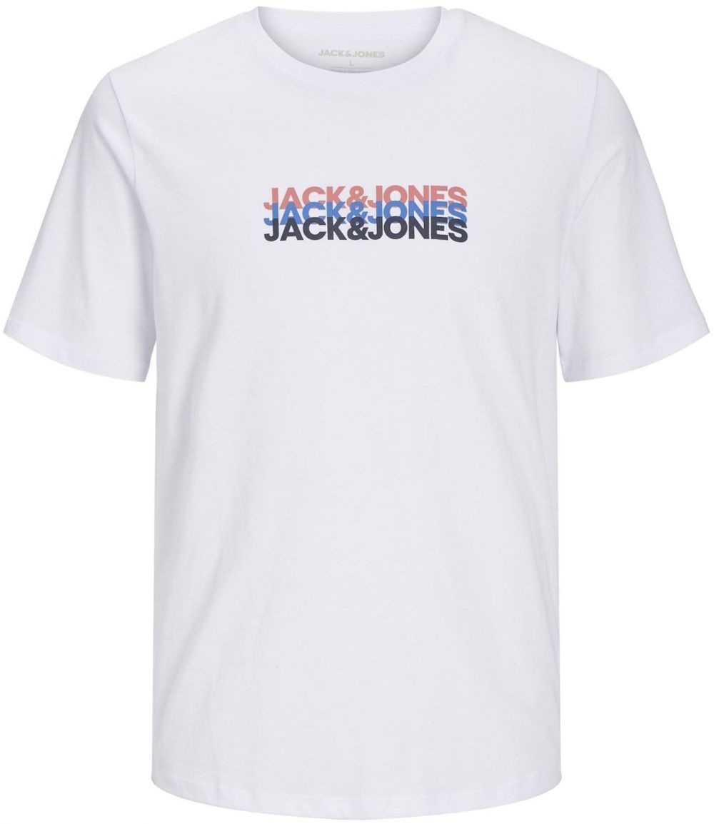 JACK & JONES Tričko 'JWHCYBER'  modrá / čerešňová / čierna / biela