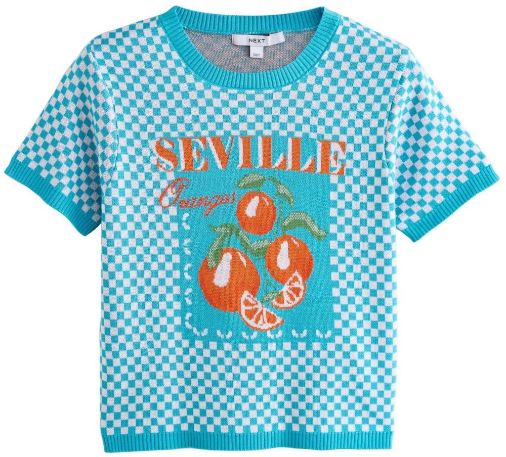 Next Tričko  svetlomodrá / zelená / červená / biela