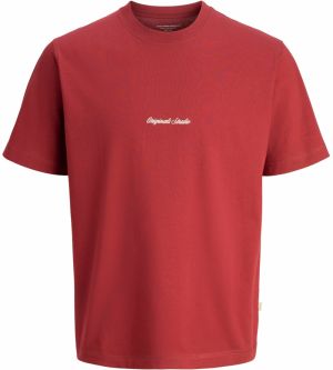 JACK & JONES Tričko 'JORNorrebro'  bordová / biela