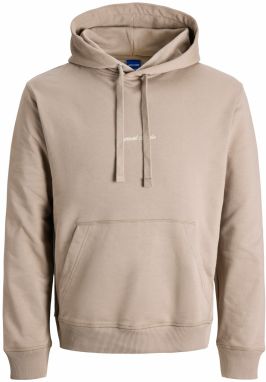 JACK & JONES Mikina 'JORNorrebro'  svetlohnedá / biela