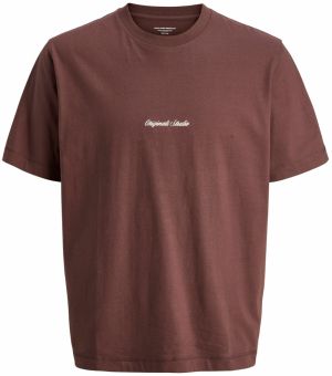 JACK & JONES Tričko 'JORNorrebro'  hnedá / biela