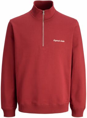 JACK & JONES Mikina 'JORNORREBRO'  krvavo červená / biela