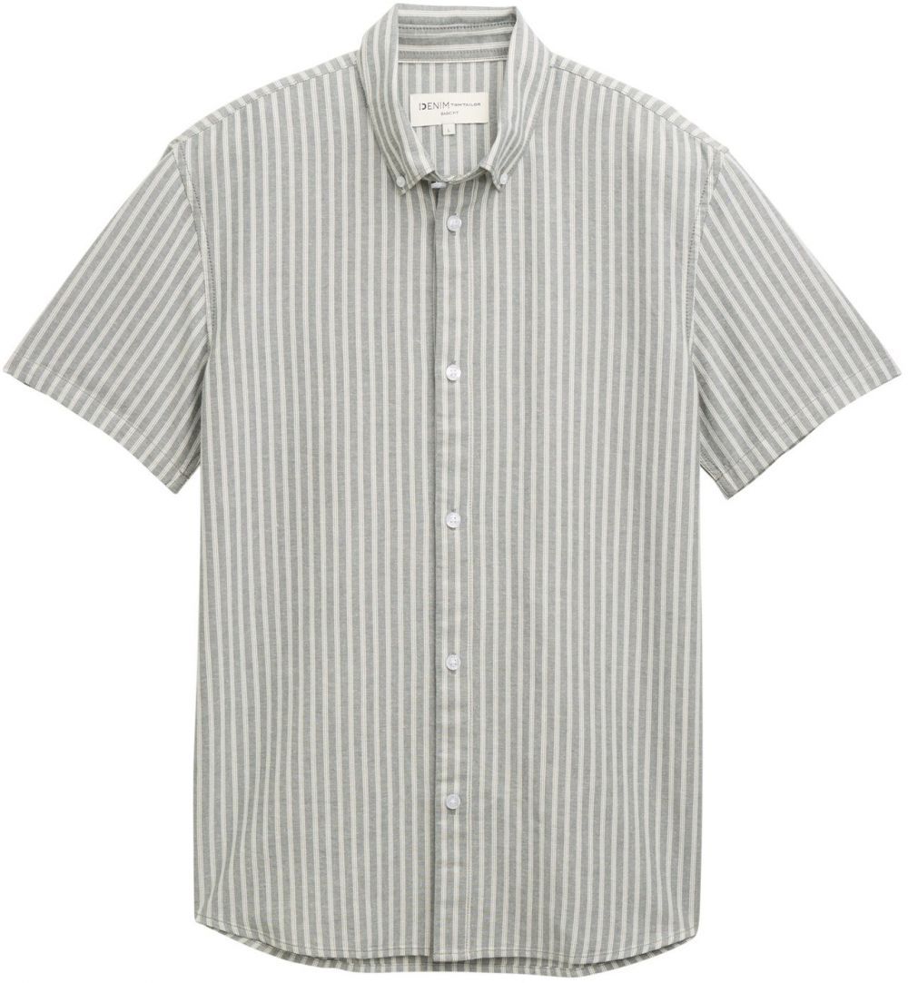 TOM TAILOR DENIM Košeľa  pastelovo zelená / šedobiela