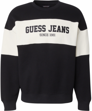 GUESS JEANS Mikina 'Horizont'  svetlobéžová / čierna
