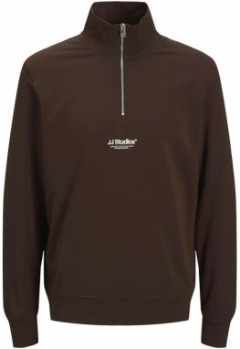 JACK & JONES Mikina 'JJESoho'  tmavohnedá / biela