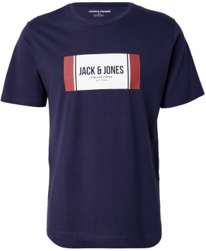 JACK & JONES Tričko 'JJHayato'  námornícka modrá / tmavočervená / biela