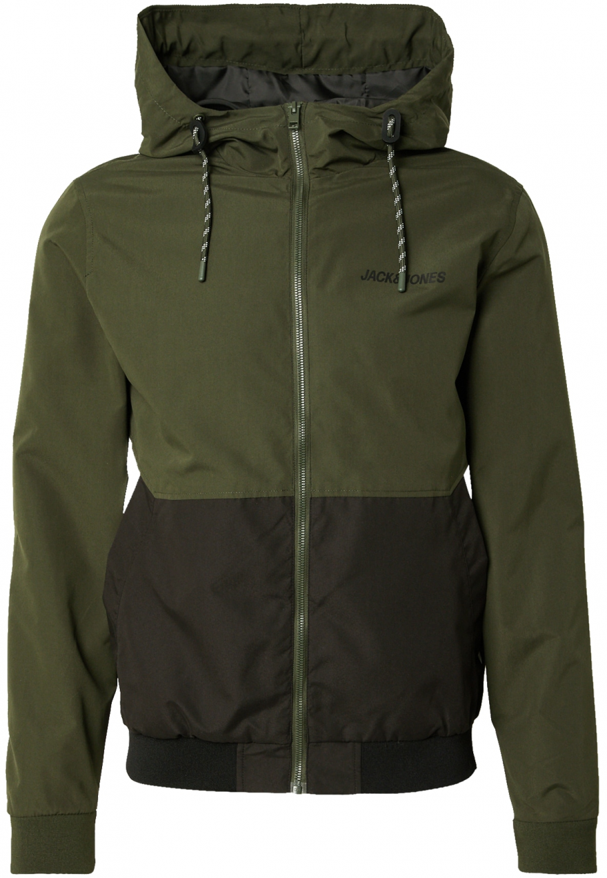 JACK & JONES Prechodná bunda 'JJERush'  olivová / čierna