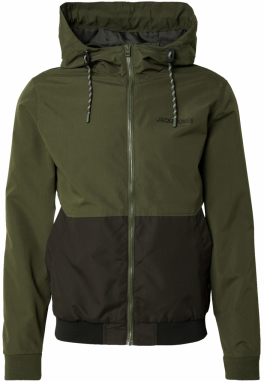 JACK & JONES Prechodná bunda 'JJERush'  olivová / čierna