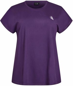 Zizzi Tričko 'BASIC'  fialová / šedobiela