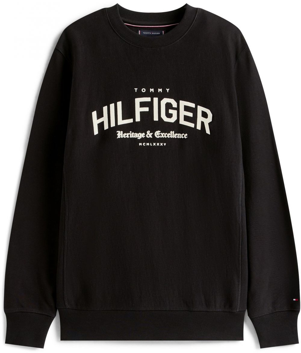 TOMMY HILFIGER Mikina  čierna / biela ako vlna