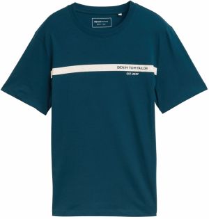 TOM TAILOR DENIM Tričko  petrolejová / biela