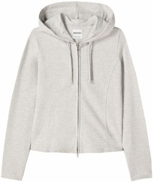 Bershka Tepláková bunda  svetlosivá
