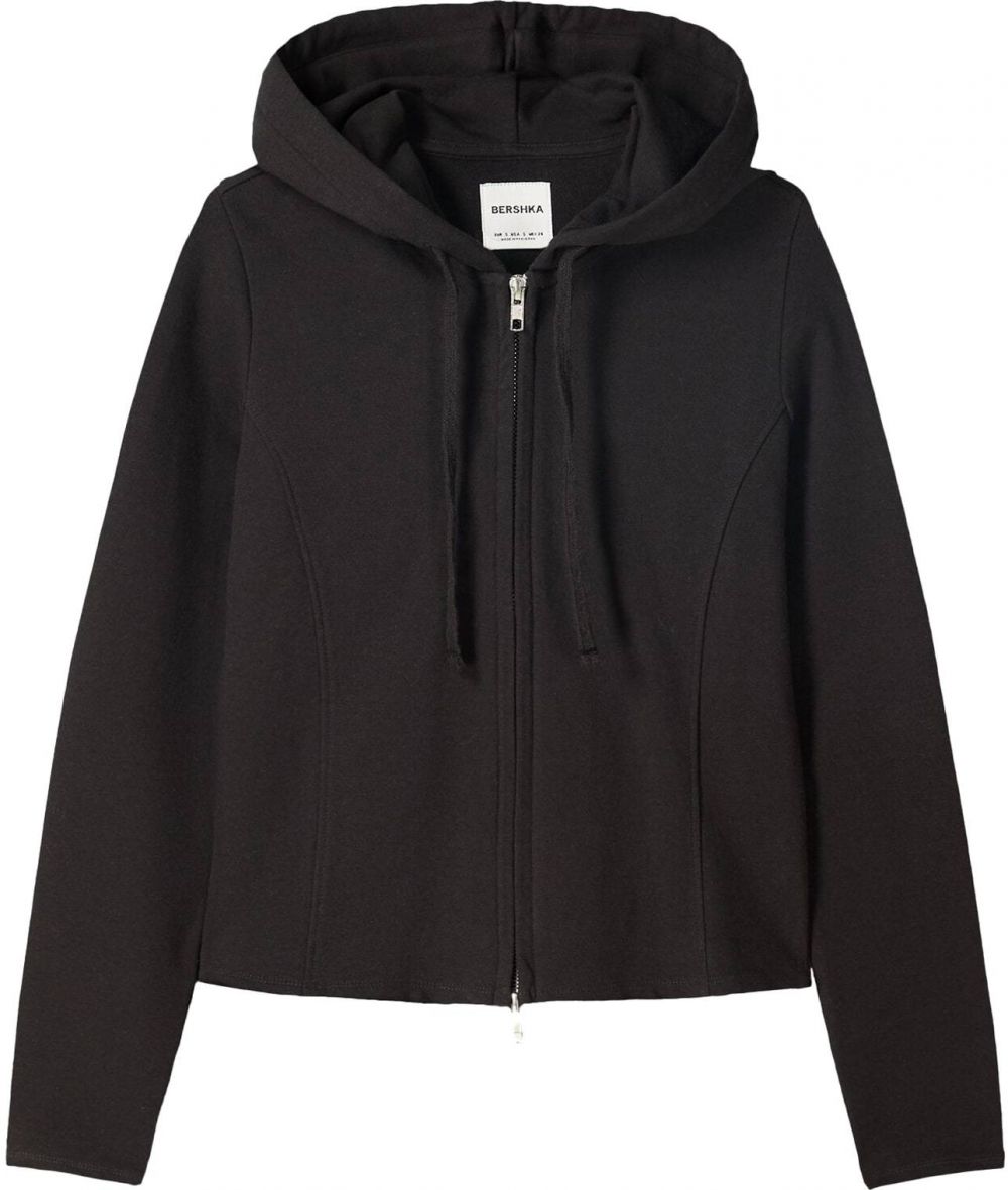 Bershka Tepláková bunda  čierna