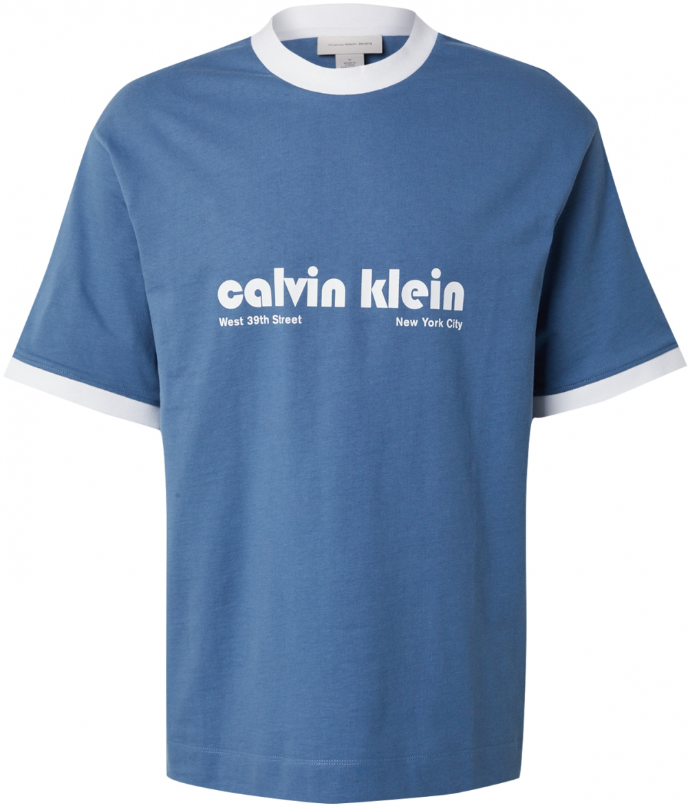 Calvin Klein Jeans Tričko  modrosivá / biela