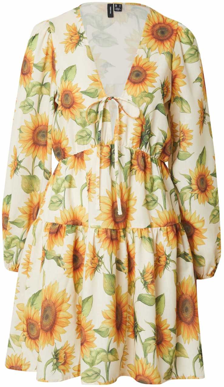 VERO MODA Letné šaty 'VMBIRDIE'  žltá / limetová / oranžová / šedobiela
