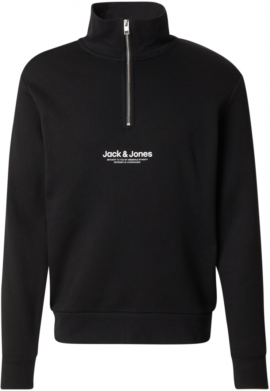 JACK & JONES Mikina 'JWHVESTERBRO'  čierna / biela