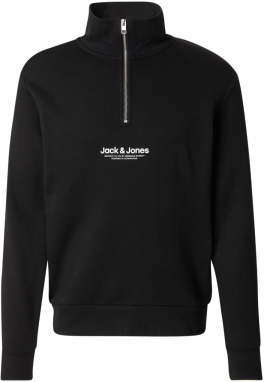 JACK & JONES Mikina 'JWHVESTERBRO'  čierna / biela