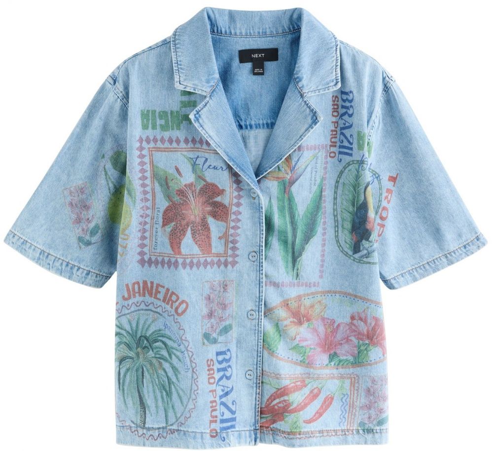 Next Blúzka  modrá denim / tmavozelená / marhuľová / tmavočervená