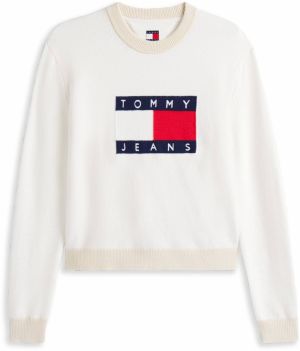 Tommy Jeans Sveter  námornícka modrá / brusnicová / biela