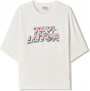 Bershka Tričko  kaki / ružová / čierna / biela