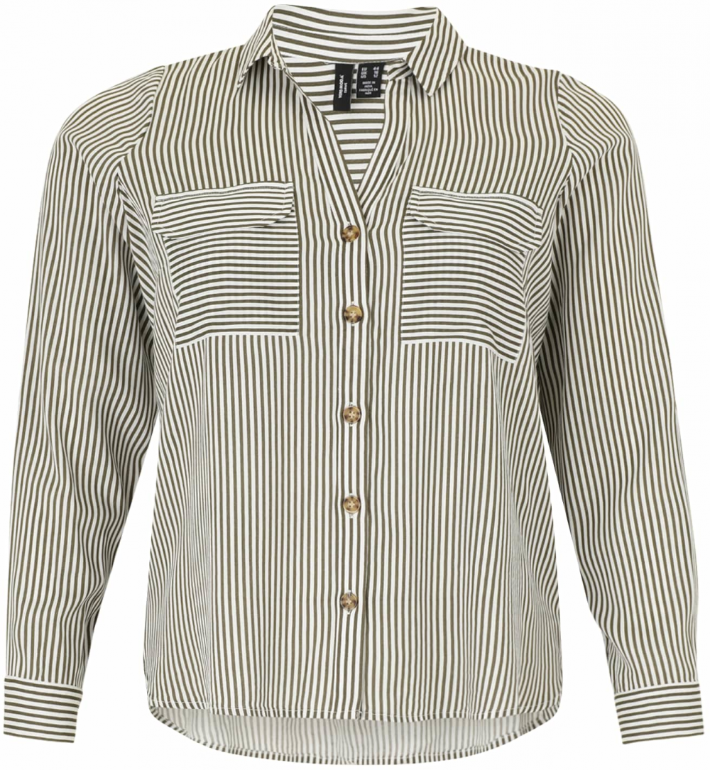 Vero Moda Curve Blúzka 'VMBUMPY'  olivová / biela