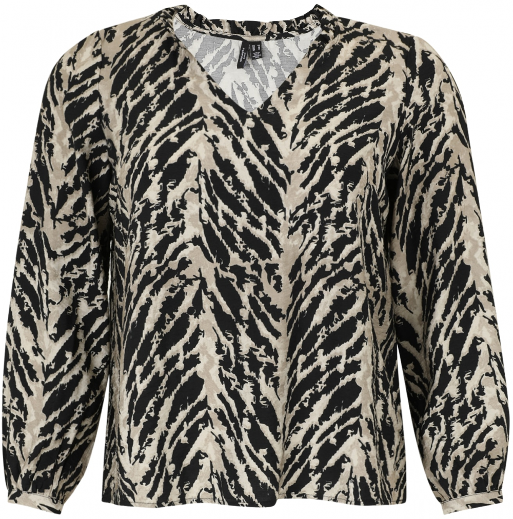 Vero Moda Curve Blúzka  béžová / svetlosivá / čierna