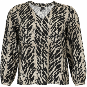 Vero Moda Curve Blúzka  béžová / svetlosivá / čierna
