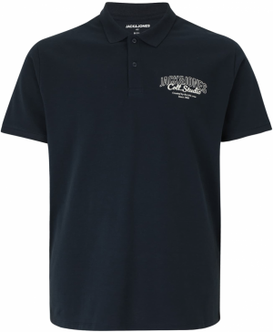 Jack & Jones Plus Tričko 'JJMAKOTO'  tmavomodrá / biela