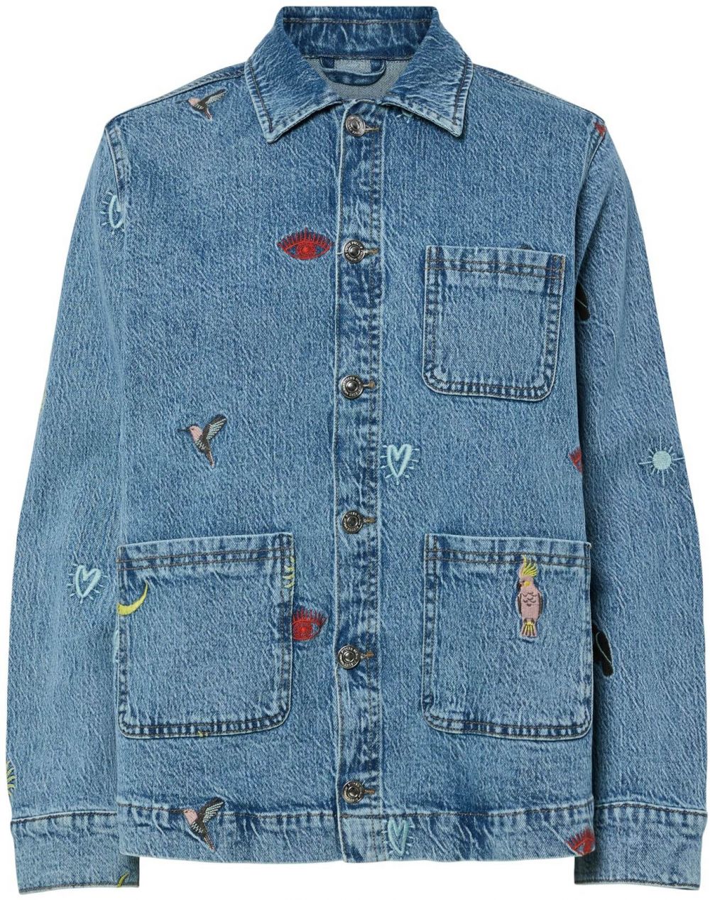 PIECES Prechodná bunda 'PCJidi'  modrá denim / žltá / ružová / červená