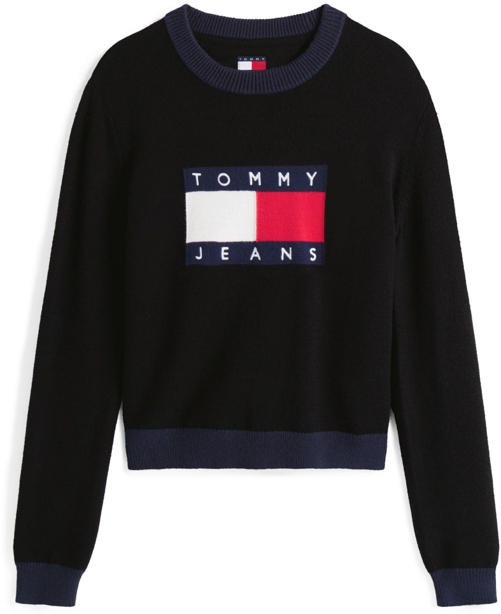 Tommy Jeans Sveter  námornícka modrá / červená / čierna / biela