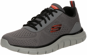 SKECHERS Nízke tenisky 'TRACK - LESHUR'  tmavosivá / oranžovo červená / čierna