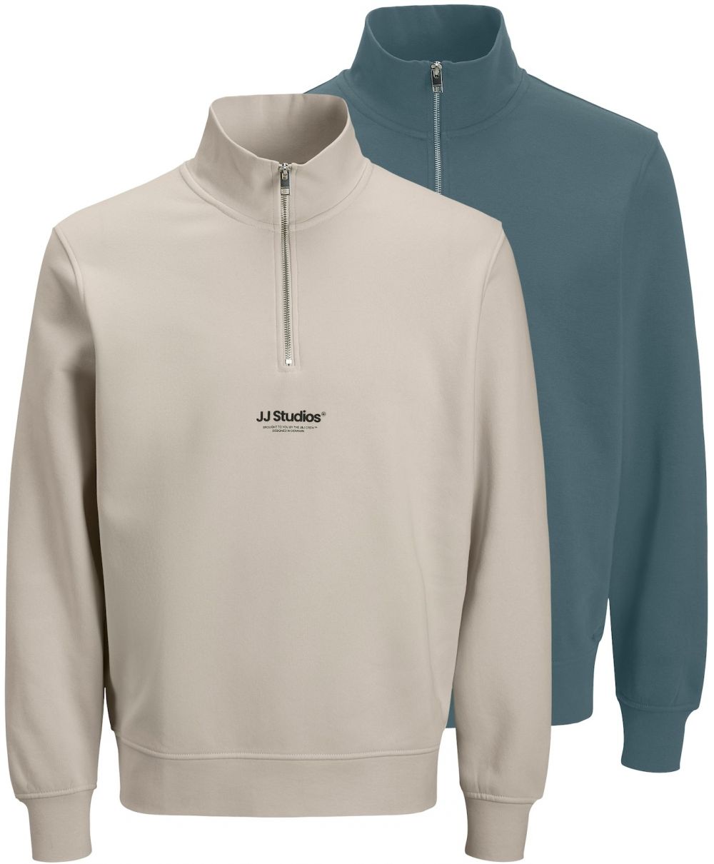 JACK & JONES Mikina 'JJESOHO'  tmelová / modrozelená / čierna