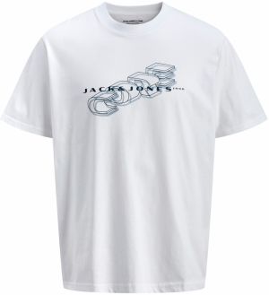 JACK & JONES Tričko 'JCOFUSION'  sivá / čierna / biela