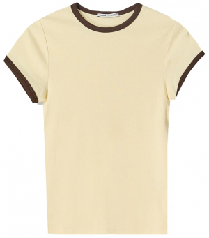 Bershka Tričko  pastelovo žltá / čierna