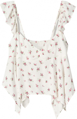 Bershka Top  jedľová / ružová / biela