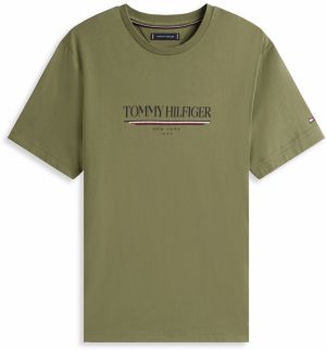 TOMMY HILFIGER Tričko  námornícka modrá / kaki / ohnivo červená / biela