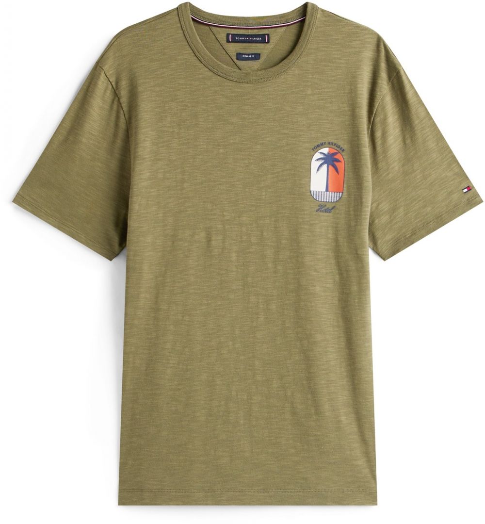 TOMMY HILFIGER Tričko  námornícka modrá / olivová / oranžová / biela