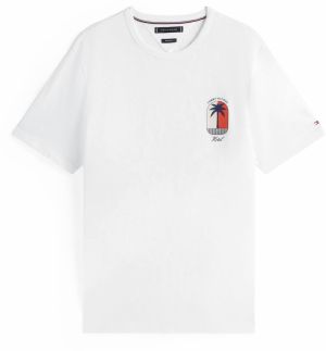 TOMMY HILFIGER Tričko 'PALM TREE'  tmavomodrá / svetločervená / biela