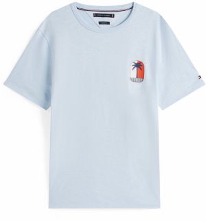 TOMMY HILFIGER Tričko 'PALM TREE'  svetlomodrá / hnedá / jedľová / biela