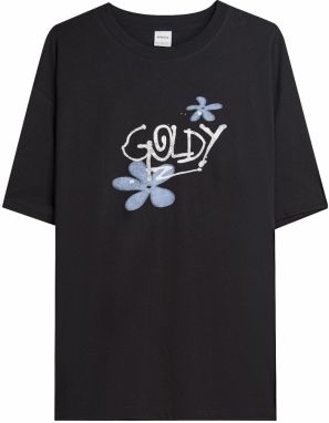 Bershka Tričko  svetlomodrá / tmavosivá / biela