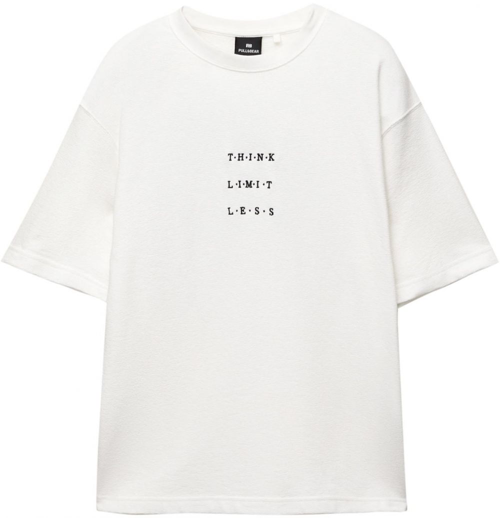 Pull&Bear Tričko  modrosivá / čierna / biela