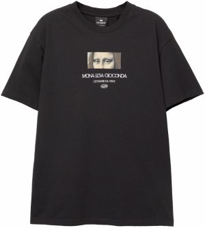 Pull&Bear Tričko 'LA GIOCONDA'  béžová / kaki / čierna / biela