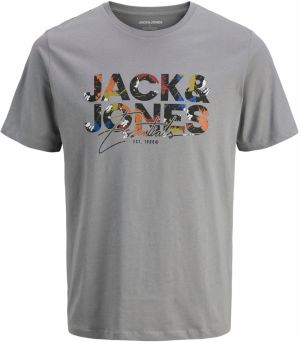 JACK & JONES Tričko 'JJGeplas'  modrá / sivá / oranžová / čierna